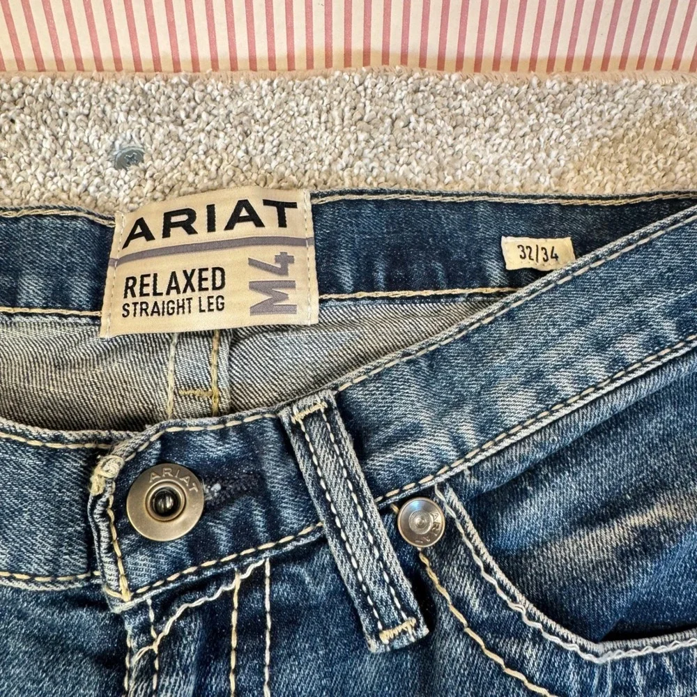 Ariat M4 Relaxed Straight Leg Jeans Mens 32x34 Medium Wash Denim Western Blue